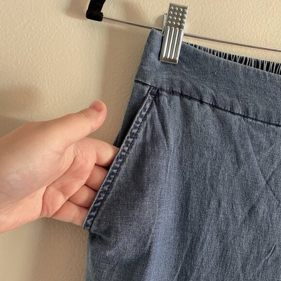 Isaac Mizrahi Live Sz XXST Bridgehampton Chambray Lace Trim Wide Leg Pants NWT - Picture 6 of 12